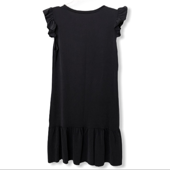 Raw Edge Hem Soft Stretch Ruffle Sleeve Dress - Picture 8 of 8
